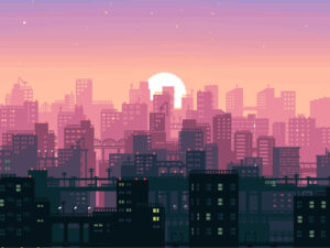 8 Bit Pixel Art City 2o 1600x1200