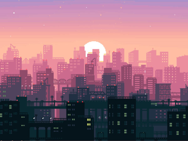 8 Bit Pixel Art City 2o 1600x1200
